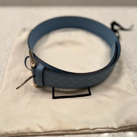 Gucci Microguccisima Signature Leather Mineral Blue Belt 70 - Picture 2 of 7